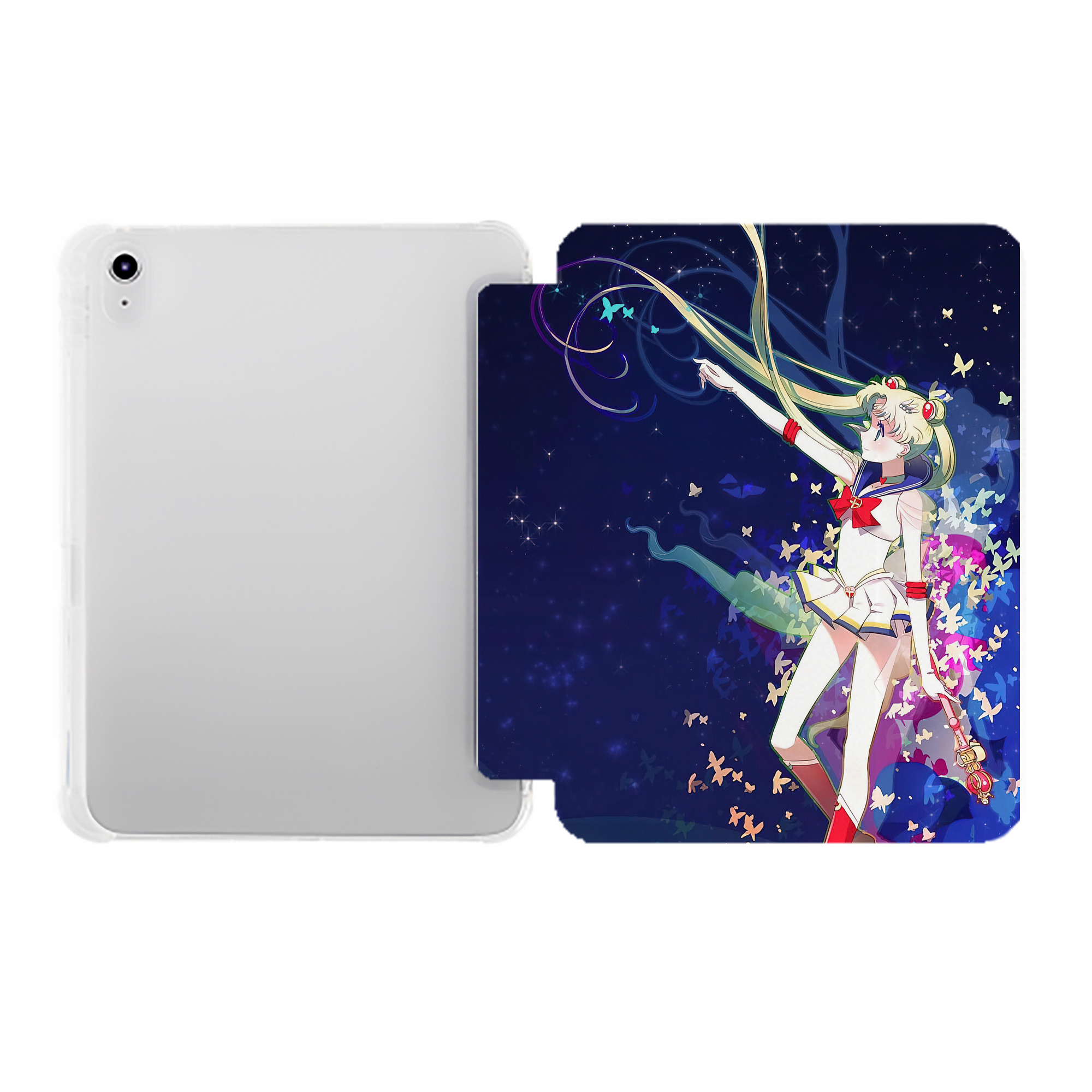 （画像用） 美少女戦士セーラームーン Sailor Moon IPad ケース ペン収納付き 三つ折りスタンド PUレザー×シリコン 対応機種9.5/10.5/10.9インチ